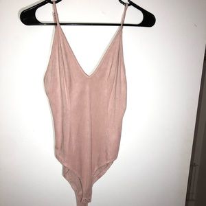 Pink suede bodysuit